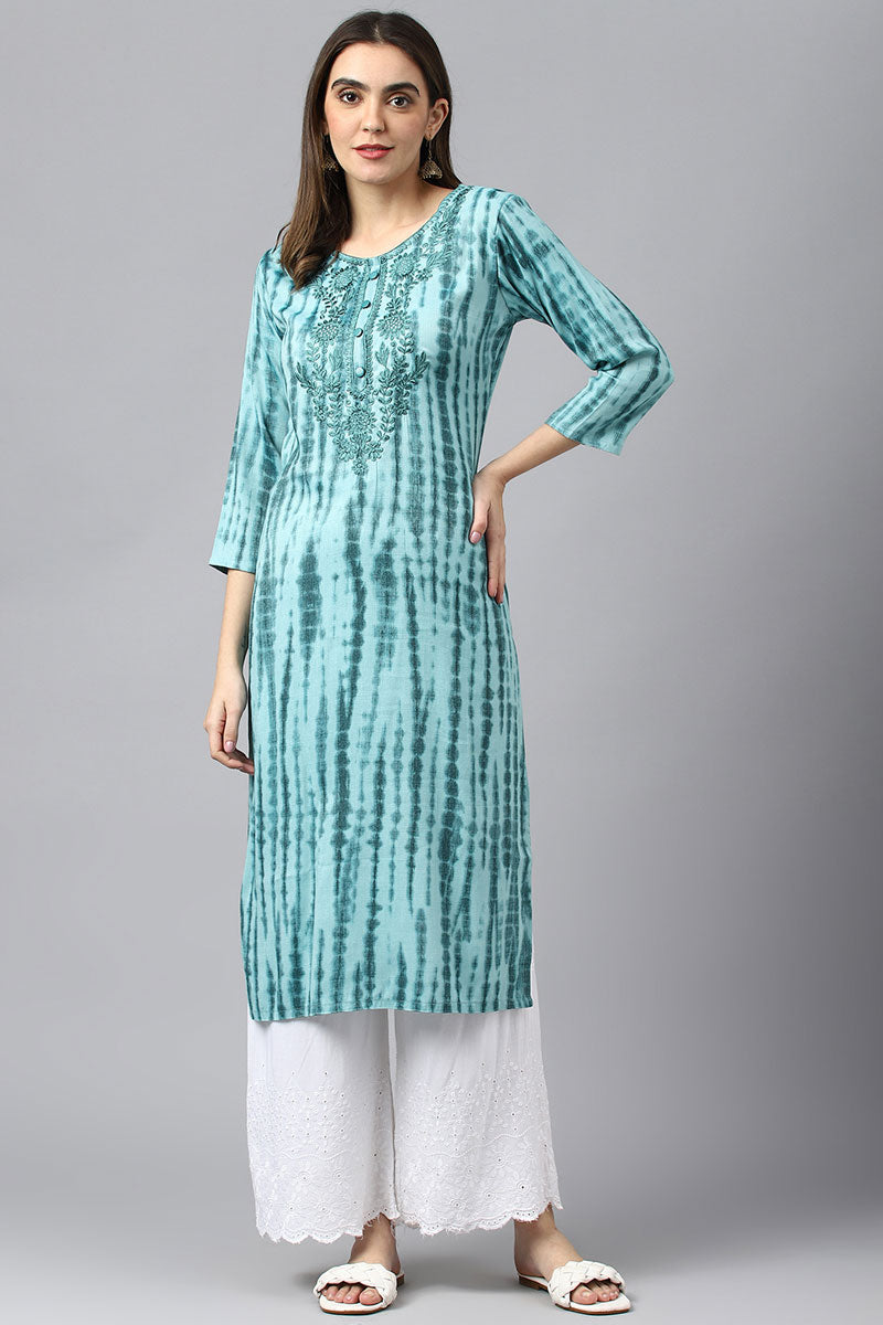 Rayon Fabric Printed Spectacular Straight Kurti