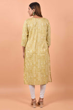 Load image into Gallery viewer, Radiant Printed Work On Cream Color Cotton Fabric Kurti
