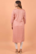 Load image into Gallery viewer, Classic Printed Work On Peach Color Kurti In Cotton Fabric
