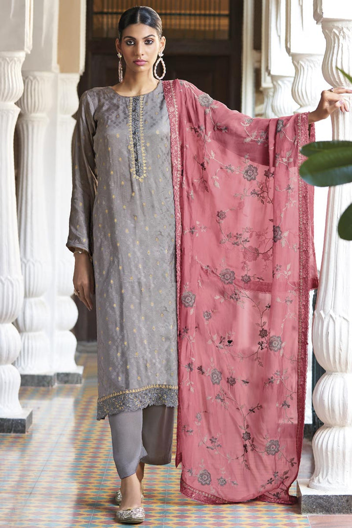 Grey Color Fancy Fabric Festival Wear Remarkable Salwar Suit