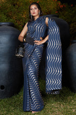 Load image into Gallery viewer, Art Silk Fabric Designer Party Wear Saree In Navy Blue Color
