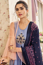 Load image into Gallery viewer, Fancy Fabric Party Style Embroidered Designer Readymade Palazzo Suit In Blue
