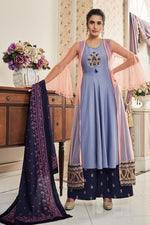 Load image into Gallery viewer, Fancy Fabric Party Style Embroidered Designer Readymade Palazzo Suit In Blue