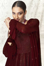 Load image into Gallery viewer, Maroon Color Georgette Fabric Elegant Festive Wear Anarkali Suit
