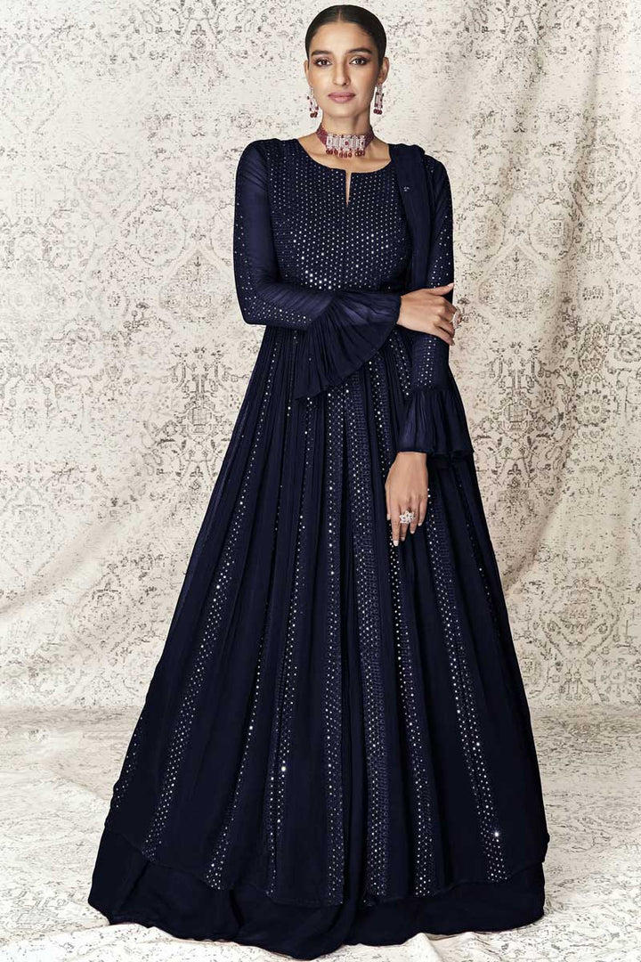 Pink Color Embellished Festive Wear Anarkali Suit In Georgette Fabric