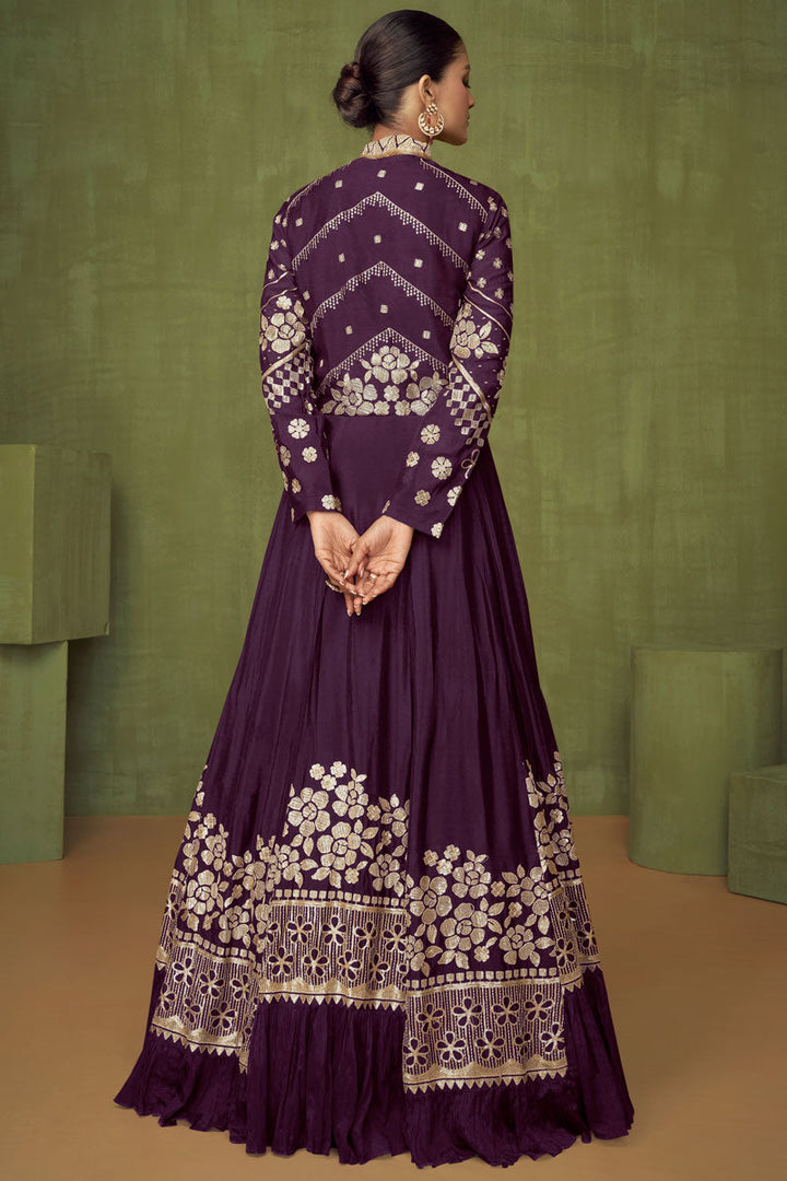 Georgette Fabric Function Wear Purple Color Phenomenal Anarkali Suit
