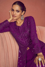 Load image into Gallery viewer, Vartika Singh Classic Purple Color Party Style Georgette Anarkali Suit
