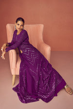Load image into Gallery viewer, Vartika Singh Classic Purple Color Party Style Georgette Anarkali Suit

