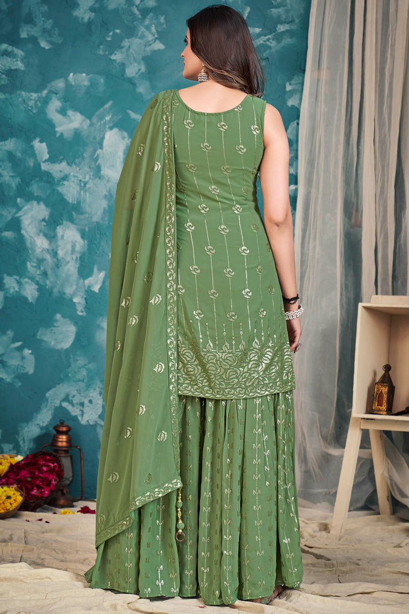 Komal Vora Beguiling Green Color Georgette Sharara Suit