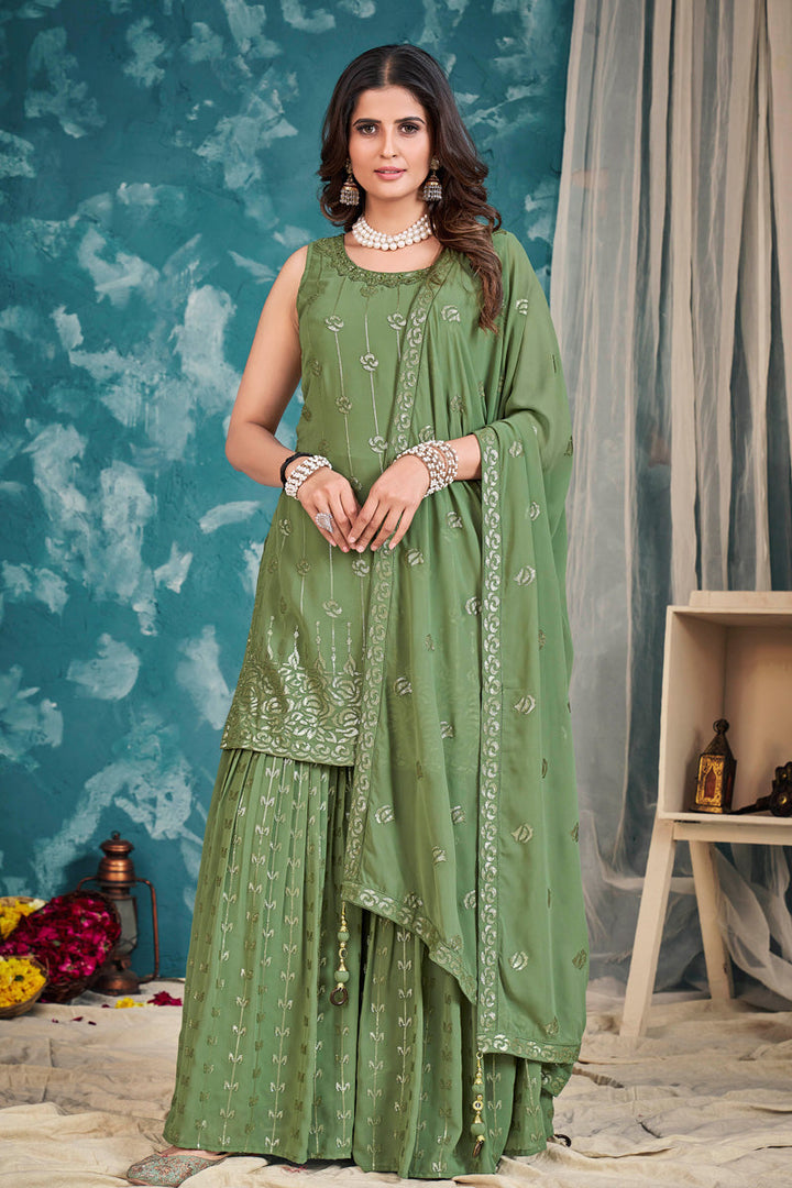 Komal Vora Beguiling Green Color Georgette Sharara Suit