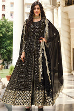 Load image into Gallery viewer, Black Color Georgette Fabric Sangeet Wear Adroit Embroidered Anarkali Suit
