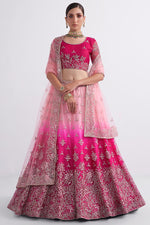 Load image into Gallery viewer, Kanika Dev Embellished Net Fabric Pink Shaded Lehenga
