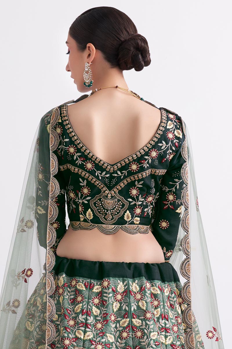 Kanika Dev Fascinating  Net Fabric Green Shaded Lehenga