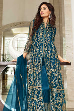 Load image into Gallery viewer, Radiant Teal Color Net Fabric Party Wear Anarkali Suit
