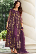Load image into Gallery viewer, Net Fabric Purple Color Excellent Party Wear Anarkali Suit
