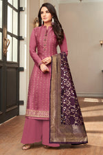 Load image into Gallery viewer, Aristocratic Pink Color Jasmin Bhasins Palazzo Suit In Satin Silk Fabric
