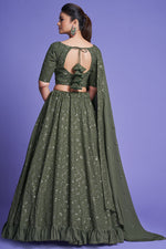 Load image into Gallery viewer, Exclusive Sequins Work Mehendi Green Color Georgette Lehenga
