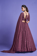 Load image into Gallery viewer, Attractive Wine Color Georgette Lehenga With Sequins Work
