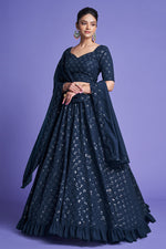 Load image into Gallery viewer, Sequins Work On Teal Color Amazing Georgette Lehenga
