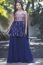 Load image into Gallery viewer, Blue Color Glorious Readymade Palazzo Suit In Georgette Fabric
