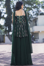 Load image into Gallery viewer, Georgette Fabric Luminous Readymade Palazzo Suit In Green Color
