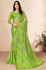 Load image into Gallery viewer, Beauteous Casual Look Green Color Saree In Chiffon Fabric
