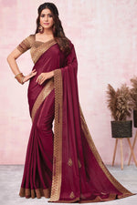 Load image into Gallery viewer, Pretty Maroon Art Silk Lace Border Work Saree

