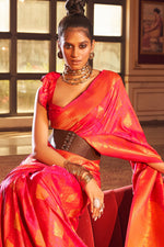 Load image into Gallery viewer, Pink Pleasant Art Silk Weaving Design Festive Saree
