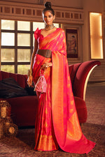 Load image into Gallery viewer, Pink Pleasant Art Silk Weaving Design Festive Saree
