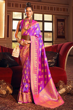 Load image into Gallery viewer, Imposing Art Silk Weaving Design Festive Saree In Purple Color
