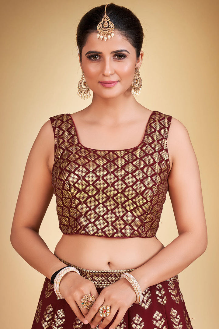 Maroon Georgette Fabric Ravishing Function Look Readymade Lehenga Choli