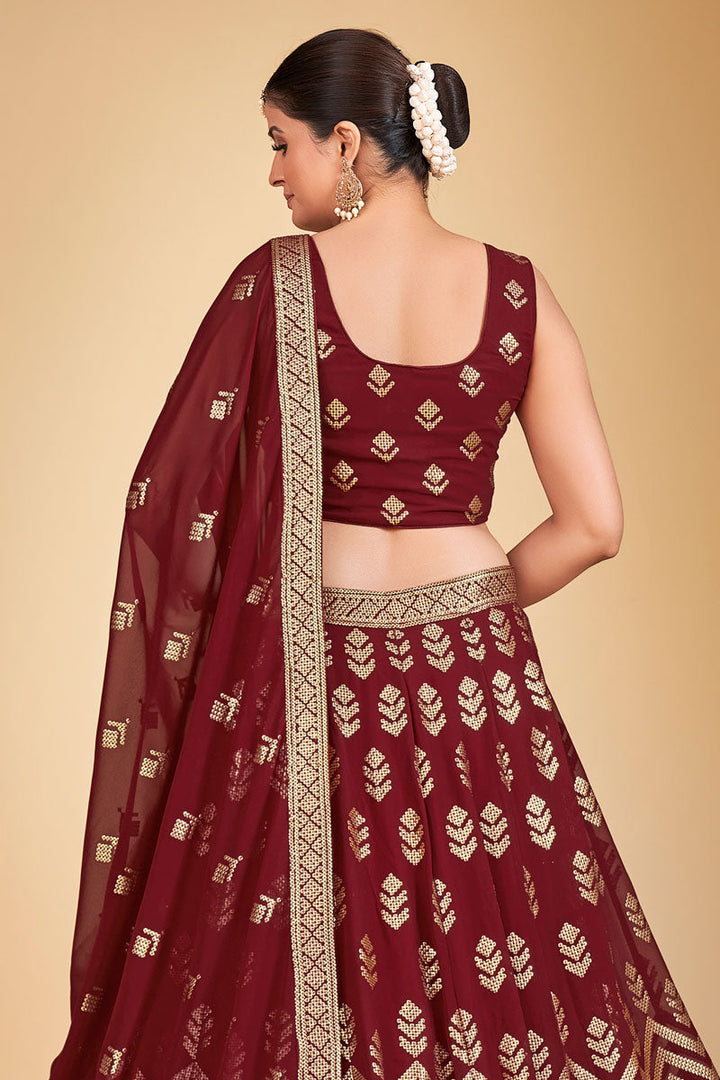 Maroon Georgette Fabric Ravishing Function Look Readymade Lehenga Choli