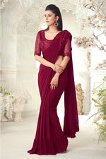 Load image into Gallery viewer, Maroon Color Art Silk Fabric Embroidered Designer Saree
