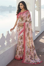 Load image into Gallery viewer, Pleasant Georgette Printed Saree In Off White Color
