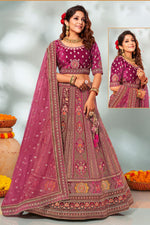 Load image into Gallery viewer, Embroidered Work Wonderful Bridal Velvet Lehenga Choli In Pink Color
