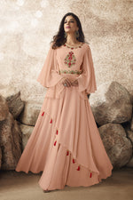Load image into Gallery viewer, Designer Peach Color Party Style Embroidery Work Georgette Fabric Readymade Gown
