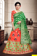 Load image into Gallery viewer, Weaving Work Occasion Wear Lehenga In Salmon Color Art Silk Fabric
