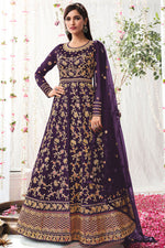 Load image into Gallery viewer, Sangeet Wear Net Fabric Purple Color Mesmeric Vartika Sing Anarkali Suit
