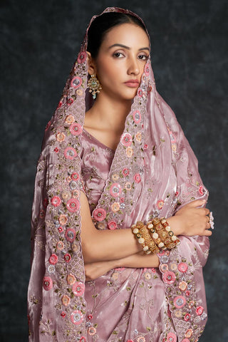 Pink Color Wedding Wear Classic Saree