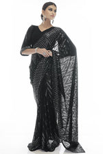 Load image into Gallery viewer, Classic Black Color Party Look Sequins Work Georgette Saree
