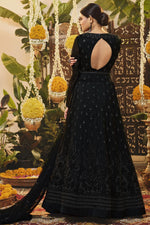Load image into Gallery viewer, Black Color EmbroideBlack Work Net Fabric Function Wear Miraculous Anarkali Suit

