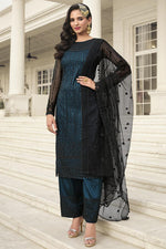 Load image into Gallery viewer, Teal Color Net Fabric Admirable Salwar Suit In Function Wear
