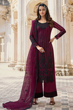 Load image into Gallery viewer, Embroidered Work Net Fabric Burgundy Color Incredible Salwar Suit
