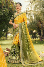 Load image into Gallery viewer, Mesmeric Yellow Color Weaving Work On Saree In Art Silk Fabric
