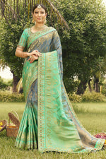 Load image into Gallery viewer, Radiant Weaving Work On Grey Color Art Silk Fabric Saree
