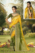 Load image into Gallery viewer, Marvellous Weaving Work On Art Silk Fabric Saree In Mustard Color
