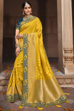 Load image into Gallery viewer, Yellow Color Art Silk Fabric Weaving Work Sangeet Wear Saree
