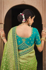 Load image into Gallery viewer, Green Festive Wear Designer Art Silk Fabric Weaving Work Saree

