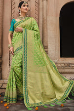 Load image into Gallery viewer, Green Festive Wear Designer Art Silk Fabric Weaving Work Saree
