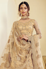 Load image into Gallery viewer, Net Fabric Sangeet Wear Fancy Golden Color Embroidered Lehenga
